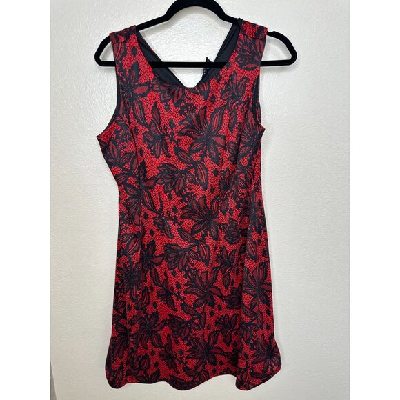 En Focus Studio Womens Sleeveless Red Black Floral Pattern Dress Size 14 - Picture 2 of 6